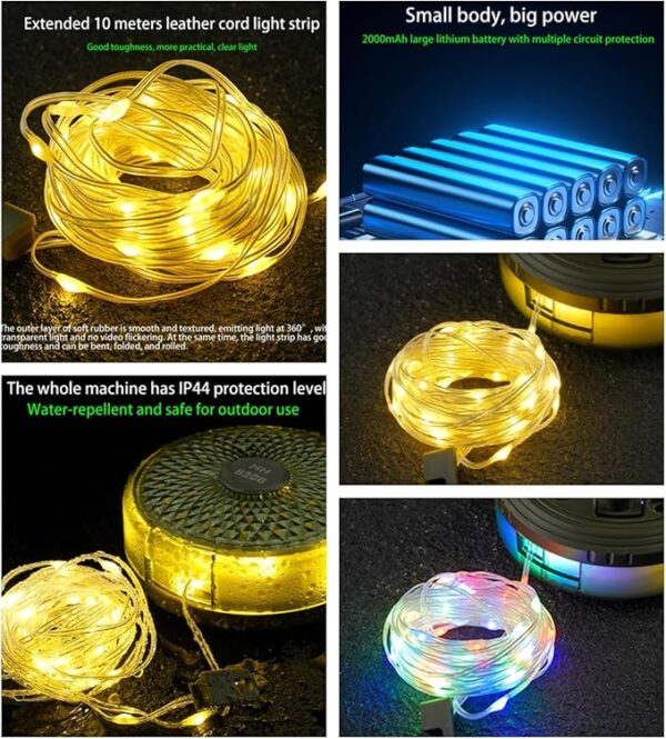 Lámpara LED Guirnalda Camping Recargable 10m - Image 3