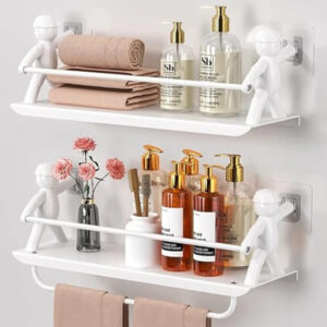 Estante De Pared Repisa Metálica Adhesiva Para Baño Cocina Blanco