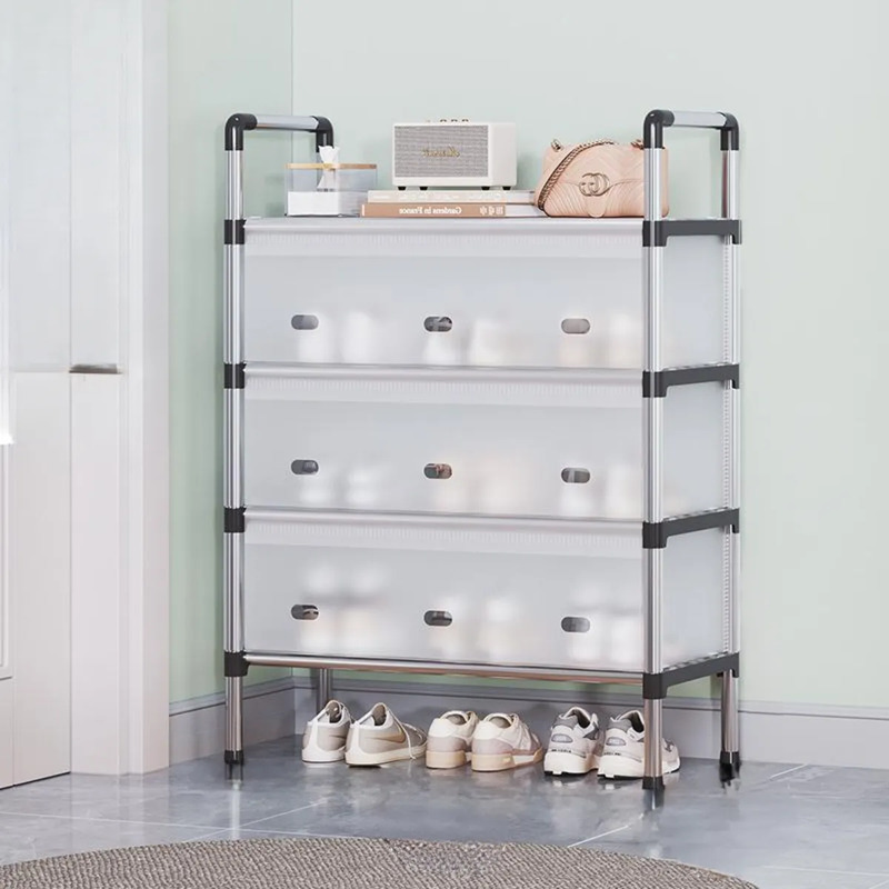 Organizador de Zapatos Antipolvo 4 Niveles Blanco | Compacto, Espacioso y Funcional