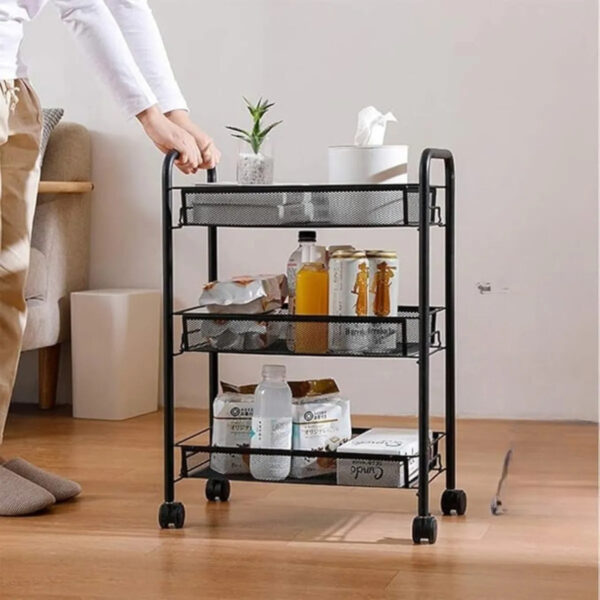 Carrito Organizador Multiuso con Estantes y Ruedas Negro| Cocina, Baño y Habitaciones