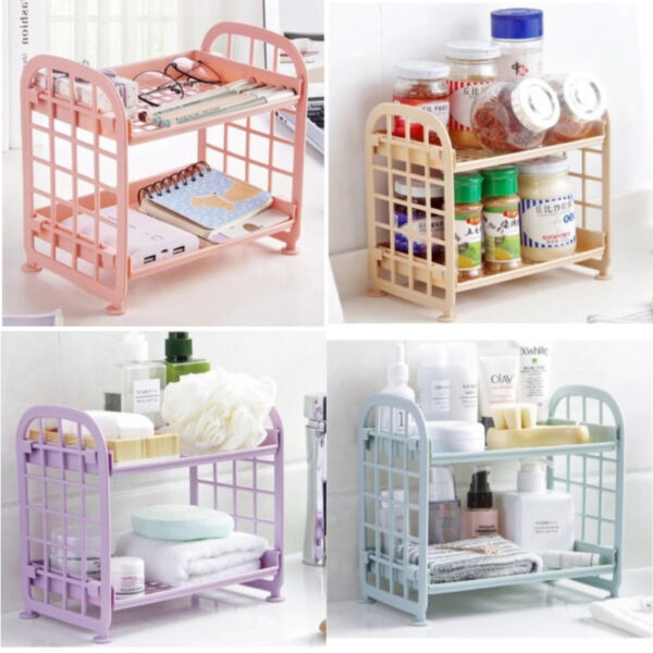 Organizador de 2 Niveles para Escritorio, Baño y Cocina – Verde, Lila, Azul y Rosa - Image 11
