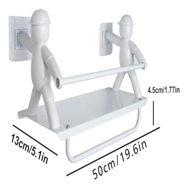 Estante De Pared Repisa Metálica Adhesiva Para Baño Cocina Blanco - Image 2