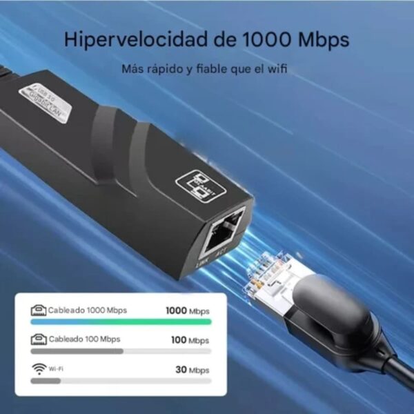 Adaptador de Red USB C a Ethernet RJ45 10/100/1000 Mbps | Conexión estable y rápida para laptops, MacBook, TV Box y más | Plug & Play | Alta compatibilidad - Image 2