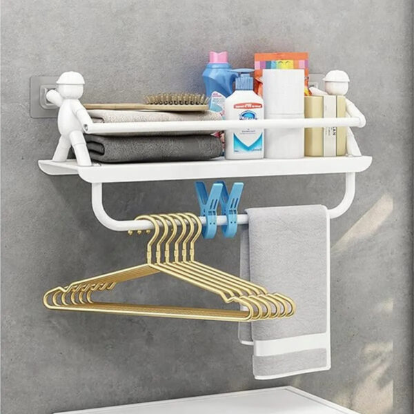 Estante De Pared Repisa Metálica Adhesiva Para Baño Cocina Blanco - Image 10