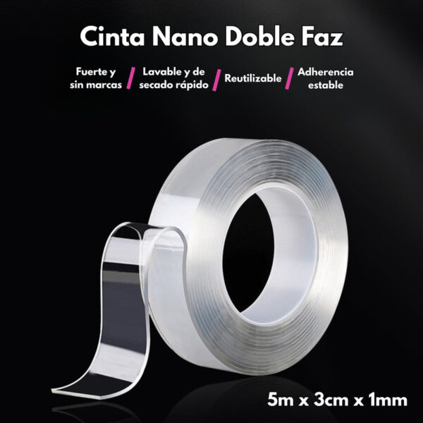 Cinta Nano Bifaz Doble Faz Siliconada Alta Adherencia 5 Mts - Image 2