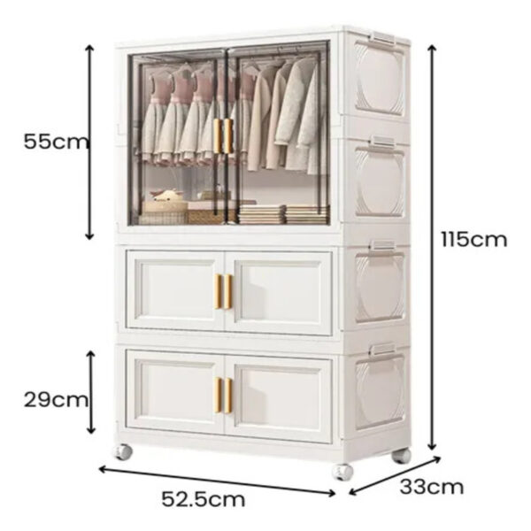 Organizador de Ropa Armario Plegable con Ruedas y Puertas Blanco | Práctico y Moderno - Image 2