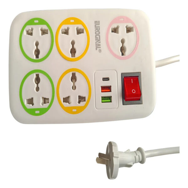 Prolongador Eléctrico Universal 5 Tomas + 3 USB 2m Blanco – Multiprotección y Comodidad - Image 5