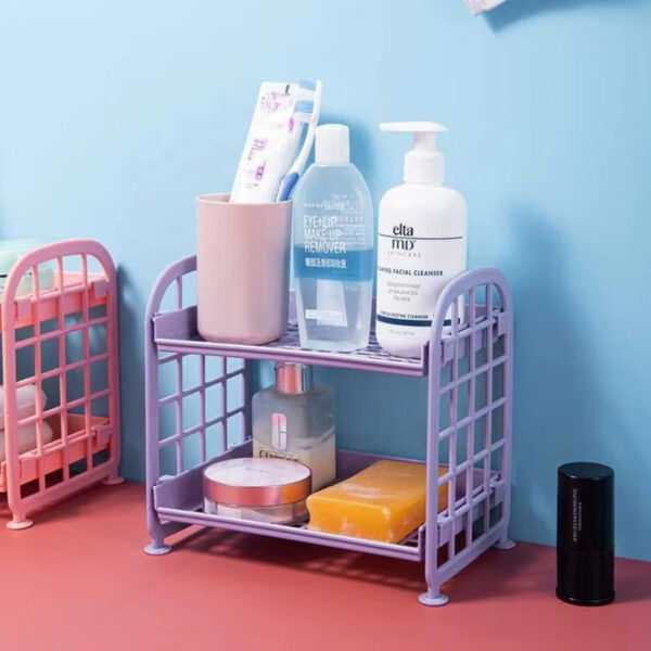 Organizador de 2 Niveles para Escritorio, Baño y Cocina – Verde, Lila, Azul y Rosa - Image 10