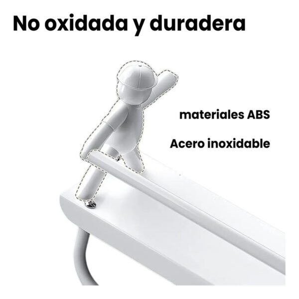 Estante De Pared Repisa Metálica Adhesiva Para Baño Cocina Blanco - Image 4