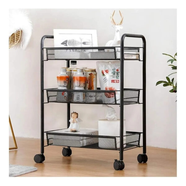 Carrito Organizador Multiuso con Estantes y Ruedas Negro| Cocina, Baño y Habitaciones - Image 3