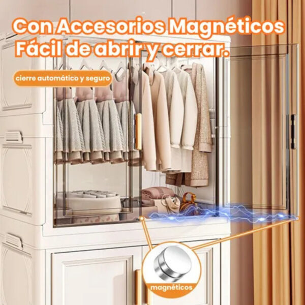 Organizador de Ropa Armario Plegable con Ruedas y Puertas Blanco | Práctico y Moderno - Image 3