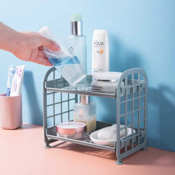 Organizador de 2 Niveles para Escritorio, Baño y Cocina – Verde, Lila, Azul y Rosa - Image 9
