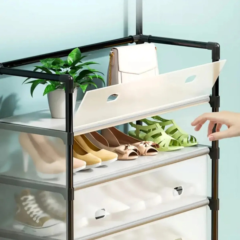 Organizador de Zapatos Antipolvo 4 Niveles Blanco | Compacto, Espacioso y Funcional - Image 4