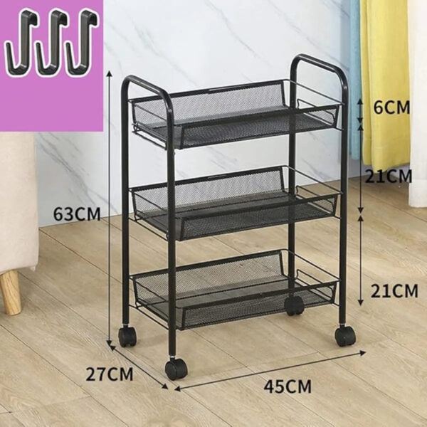 Carrito Organizador Multiuso con Estantes y Ruedas Negro| Cocina, Baño y Habitaciones - Image 4