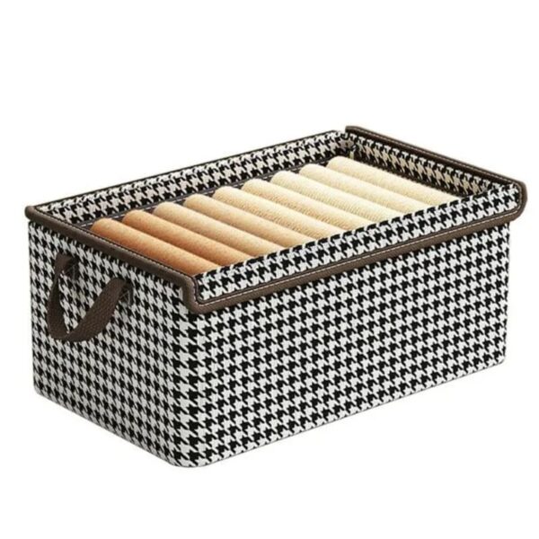 Canasto Organizador de Ropa Placar con Tapa de Tela – Diseño Pata de Gallo - Image 11