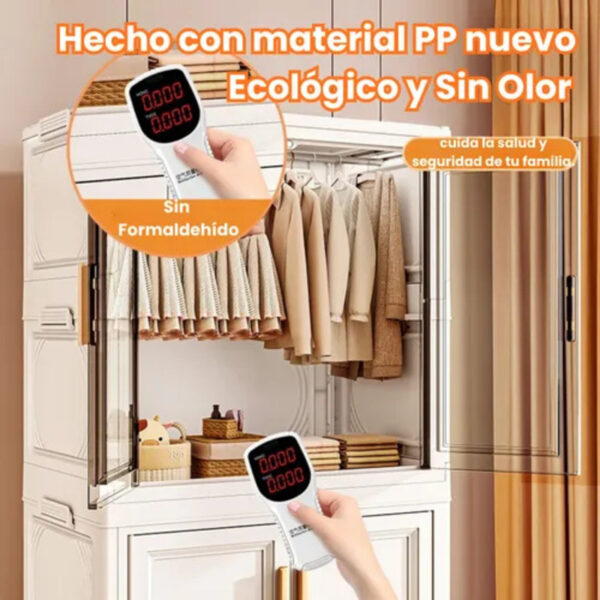 Organizador de Ropa Armario Plegable con Ruedas y Puertas Blanco | Práctico y Moderno - Image 4