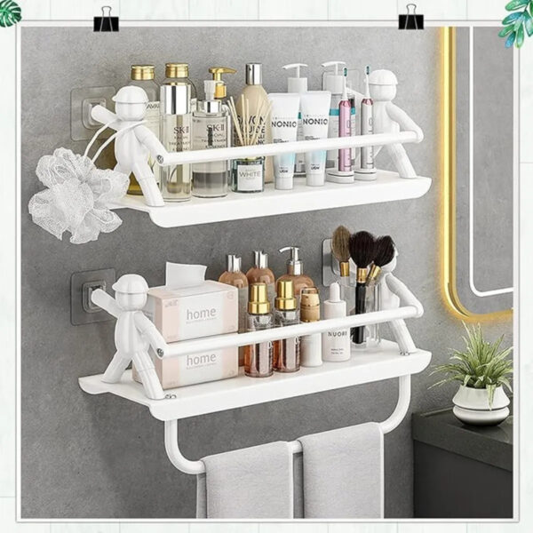 Estante De Pared Repisa Metálica Adhesiva Para Baño Cocina Blanco - Image 5