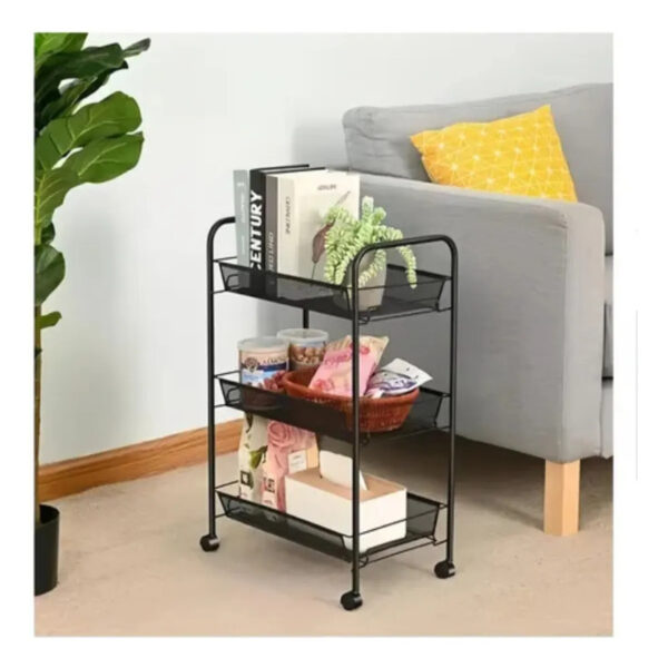 Carrito Organizador Multiuso con Estantes y Ruedas Negro| Cocina, Baño y Habitaciones - Image 5