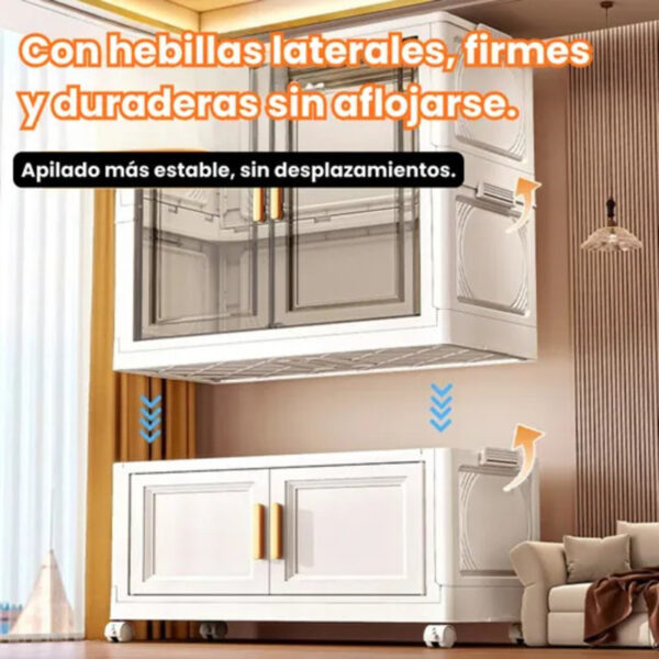 Organizador de Ropa Armario Plegable con Ruedas y Puertas Blanco | Práctico y Moderno - Image 5
