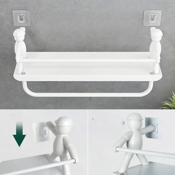 Estante De Pared Repisa Metálica Adhesiva Para Baño Cocina Blanco - Image 6