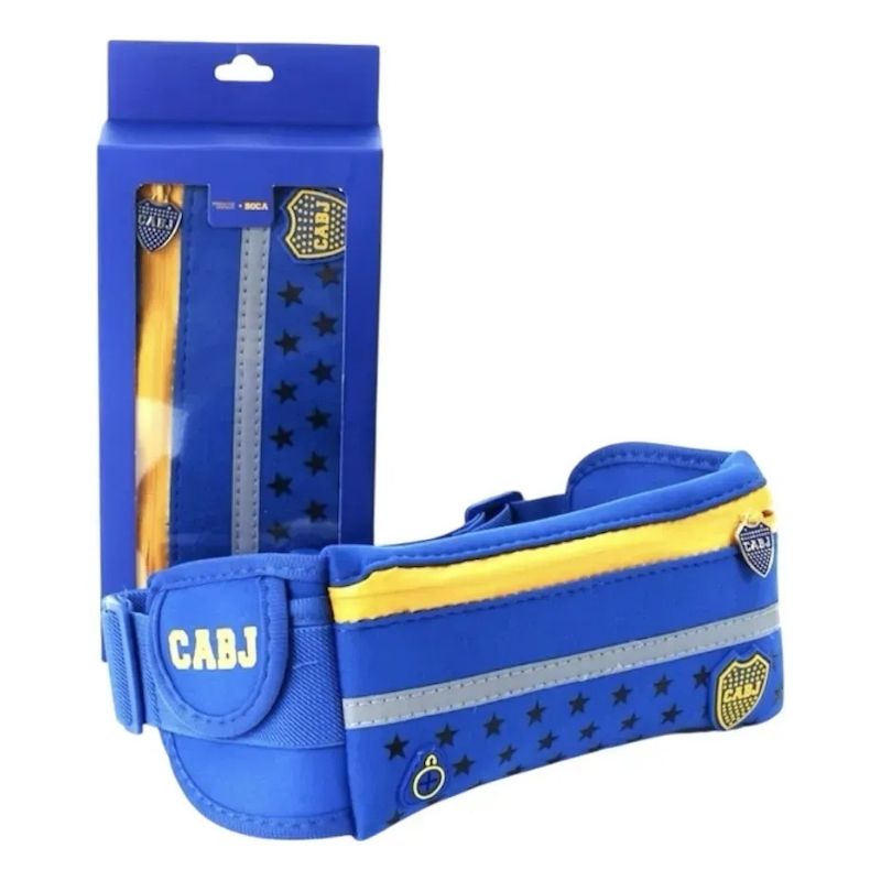 Riñonera Boca Juniors Oficial Neoprene Impermeable con Porta Botella y Cinta Reflex – Deportivo y Funcional
