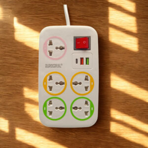 Prolongador Eléctrico Universal 5 Tomas + 3 USB 2m Blanco – Multiprotección y Comodidad