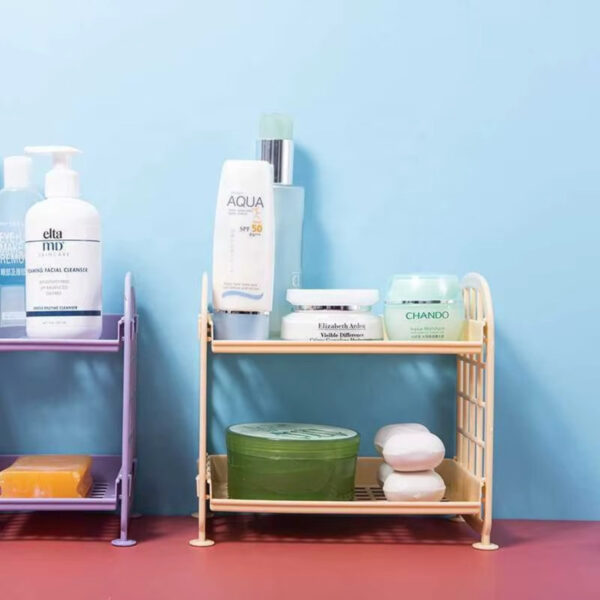 Organizador de 2 Niveles para Escritorio, Baño y Cocina – Verde, Lila, Azul y Rosa - Image 7