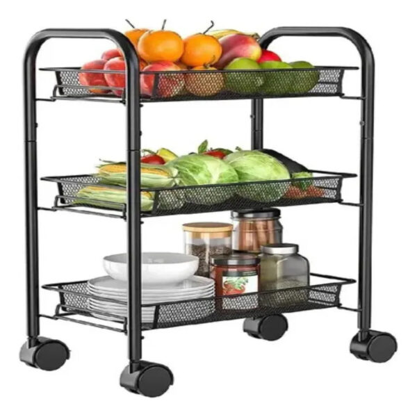 Carrito Organizador Multiuso con Estantes y Ruedas Negro| Cocina, Baño y Habitaciones - Image 7