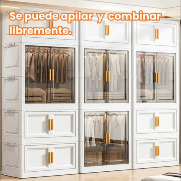 Organizador de Ropa Armario Plegable con Ruedas y Puertas Blanco | Práctico y Moderno - Image 7