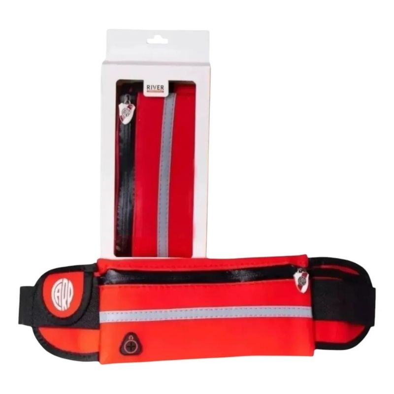 Riñonera River Plate Oficial Neoprene Impermeable con Porta Botella y Cinta Reflex – Deportivo y Funcional
