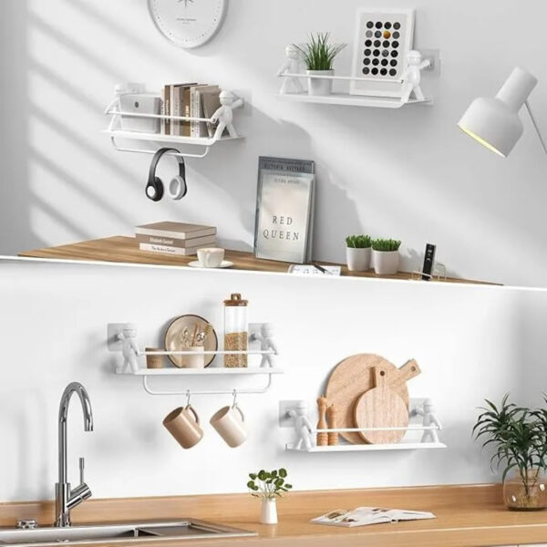 Estante De Pared Repisa Metálica Adhesiva Para Baño Cocina Blanco - Image 8