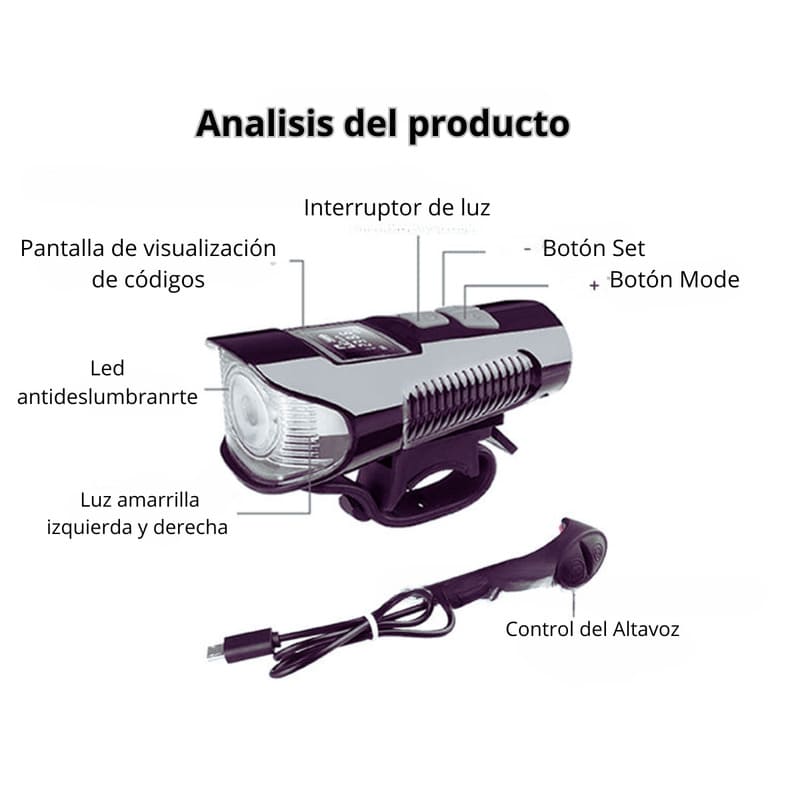 Luz Led Bicicleta | Bocina y Velocímetro - Image 6