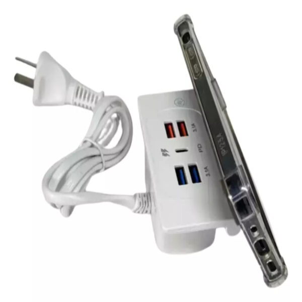 Cargador de Pared 4 Puertos USB + Tipo C | Carga Rápida 3.1A + Soporte | 90cm de Cable - Image 5
