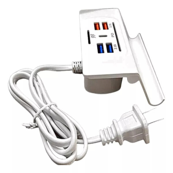 Cargador de Pared 4 Puertos USB + Tipo C | Carga Rápida 3.1A + Soporte | 90cm de Cable - Image 6