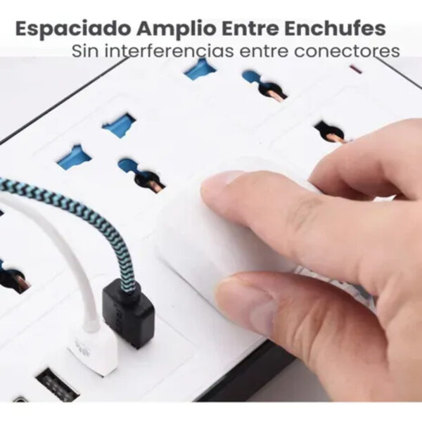 Alargue Prolongador 3 Tomas 220V 2 m + 2 USB + 1 Tipo-C Blanco - Image 2
