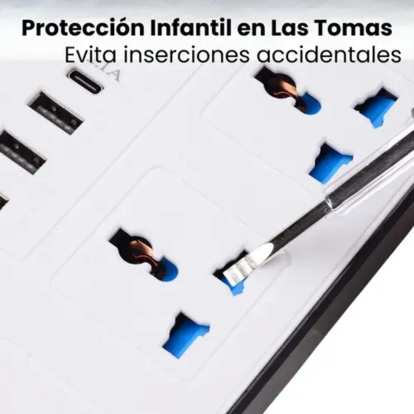 Alargue Prolongador 3 Tomas 220V 2 m + 2 USB + 1 Tipo-C Blanco - Image 3