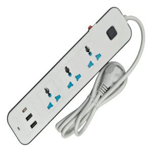 Alargue Prolongador 3 Tomas 220V 2 m + 2 USB + 1 Tipo-C Blanco