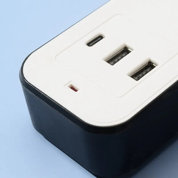 Alargue Prolongador 3 Tomas 220V 2 m + 2 USB + 1 Tipo-C Blanco - Image 6