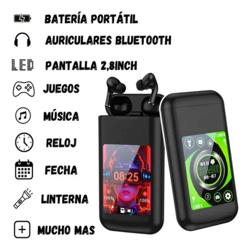 Auriculares Bluetooth Multifuncional 3 En 1 Con Pantalla 2.8 - Image 4