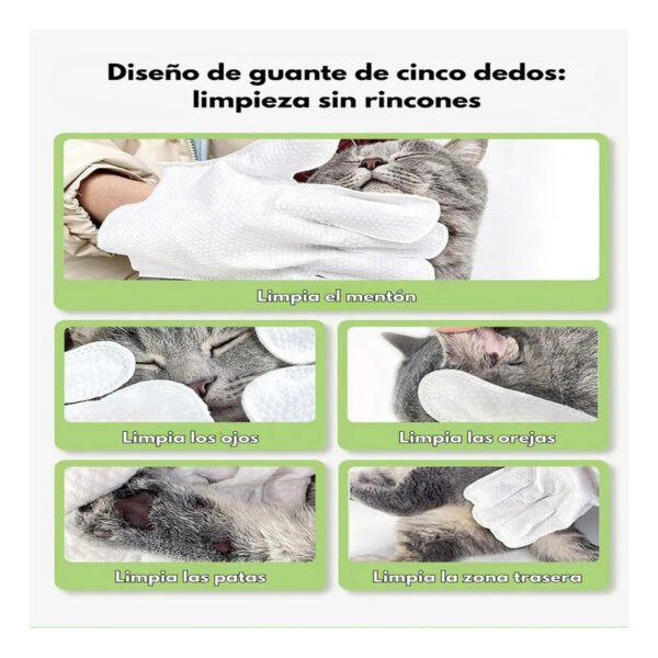 Guantes Toallitas Húmedas para Gatos y Perros x5 | Limpieza Rápida y Fácil - Image 6