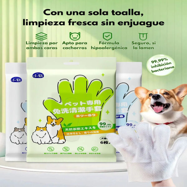 Guantes Toallitas Húmedas para Gatos y Perros x5 | Limpieza Rápida y Fácil - Image 3